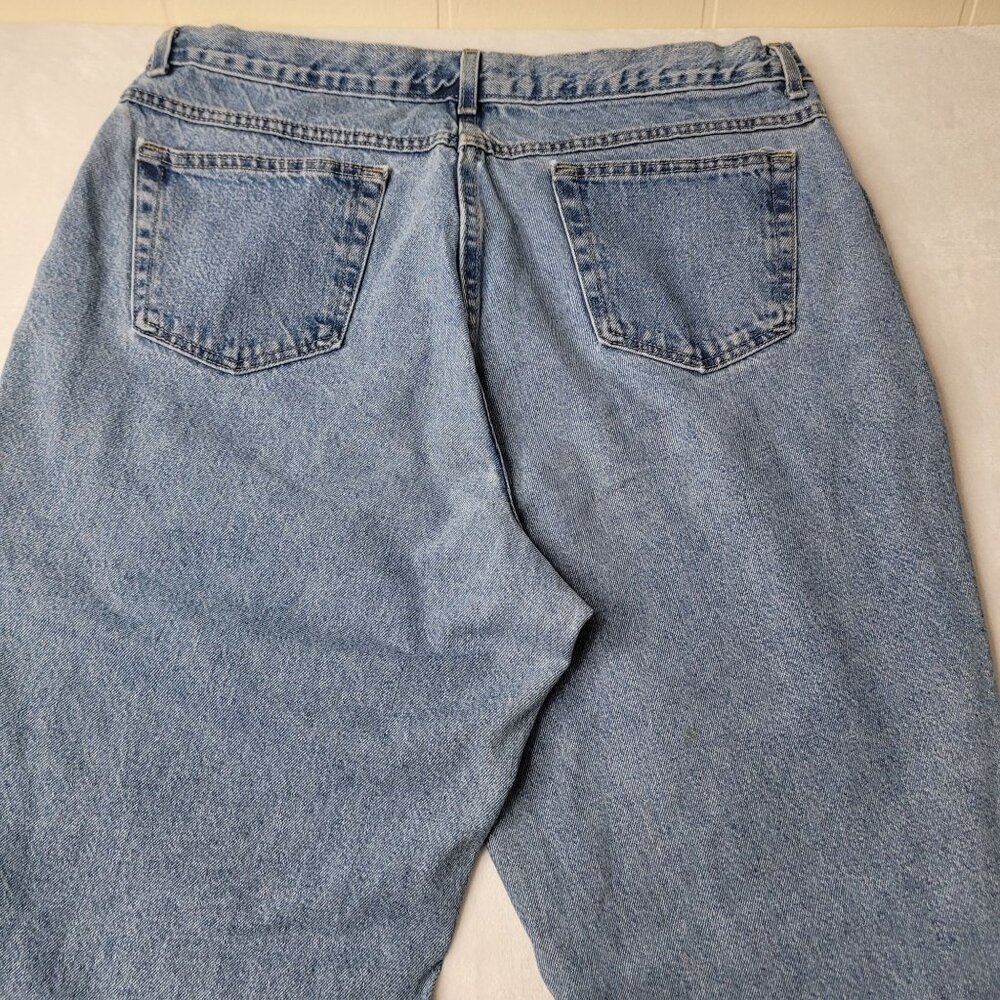 VTG 90s Venezia Embroidered Hem Straight Leg Women's Blue Denim Jean Size 20 USA - Picture 4 of 12